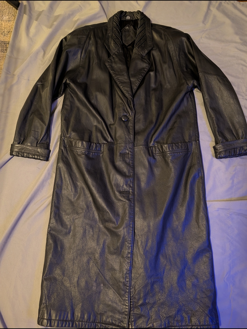 Classic Black Leather Long Coat - Women's Leather Trench